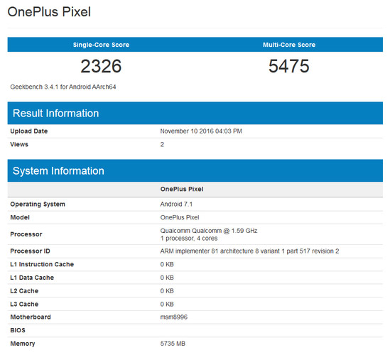 OnePlus Pixel � ��������� Geekbench