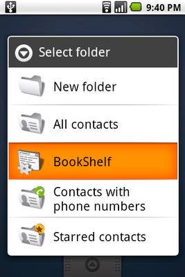 Live Folders:    Android 1.5